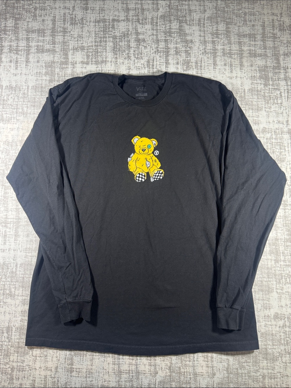 Vans Black Long Sleeve Tee with Yellow Bear Graphic 30X22.5PTP sz XL